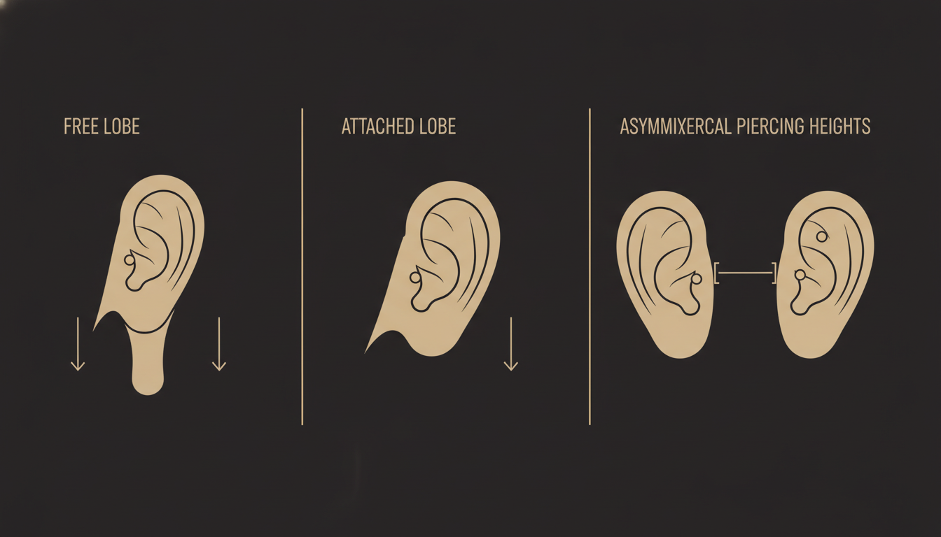 Editorial anatomical diagram with three panels: free earlobe cross-section, atta