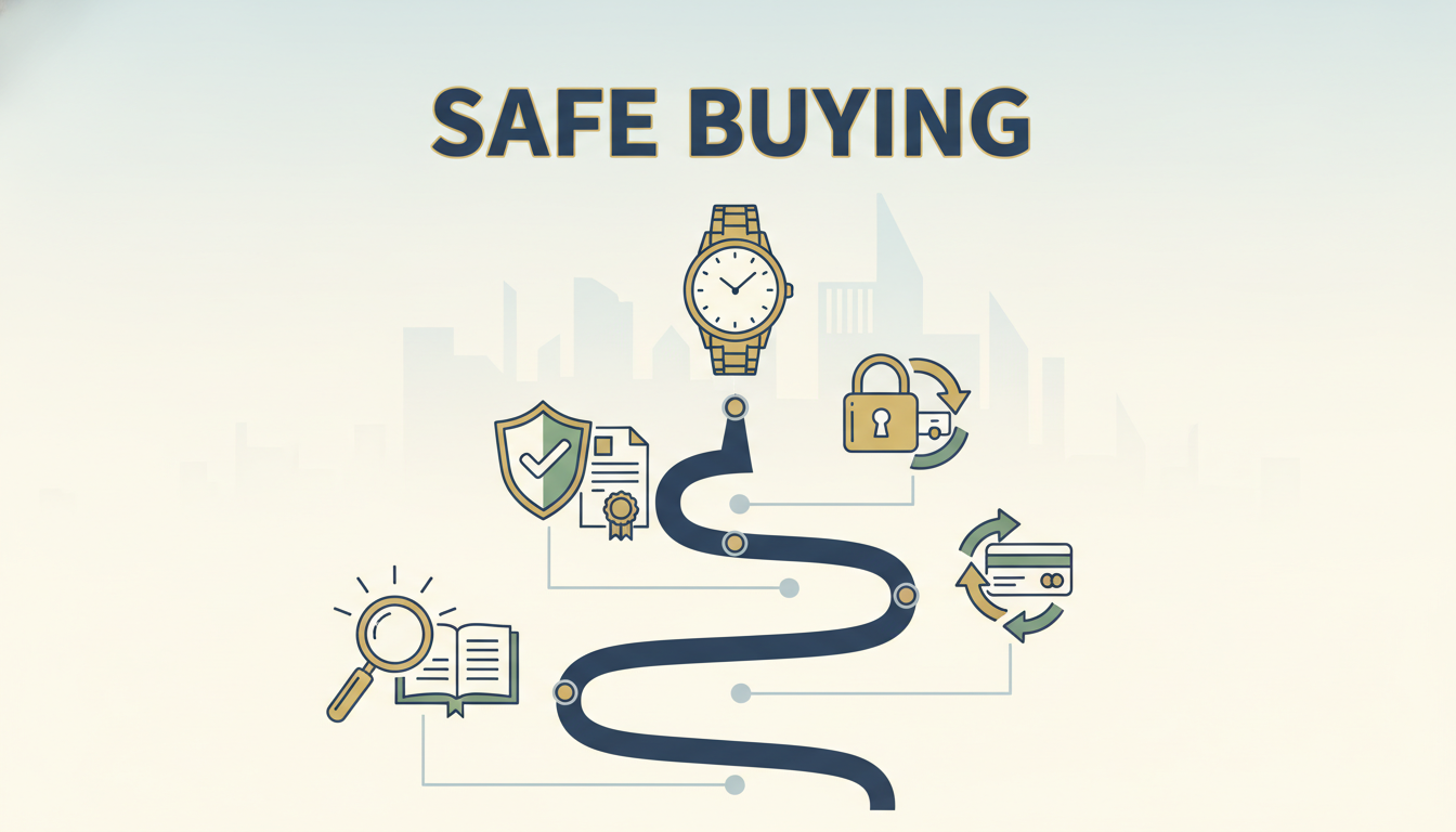 A graphic illustrating safe buying practices for the grey market.