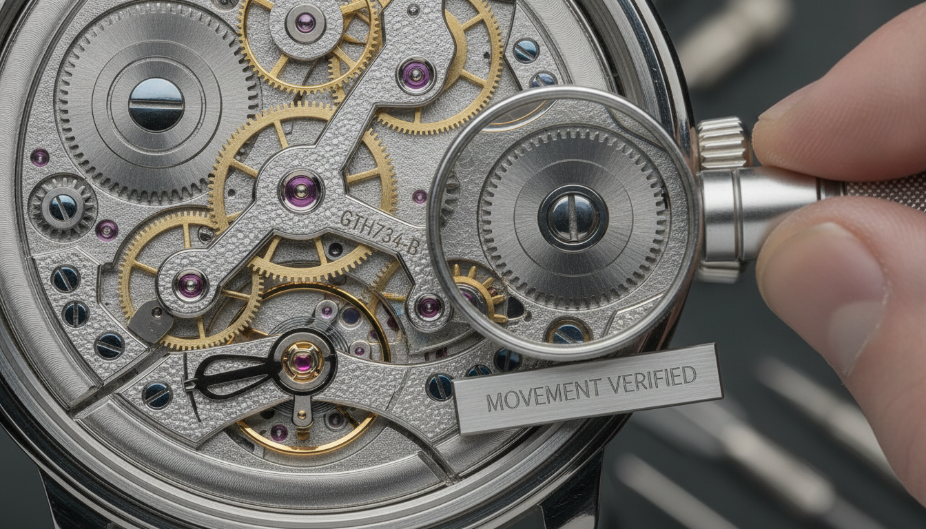 A detailed, close-up shot of the intricate mechanical movement inside a luxury watch