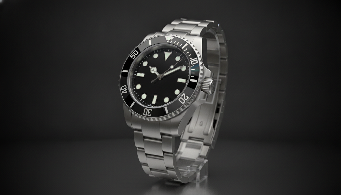 Stainless steel Rolex Submariner No Date 124060 with black ceramic bezel and Oys