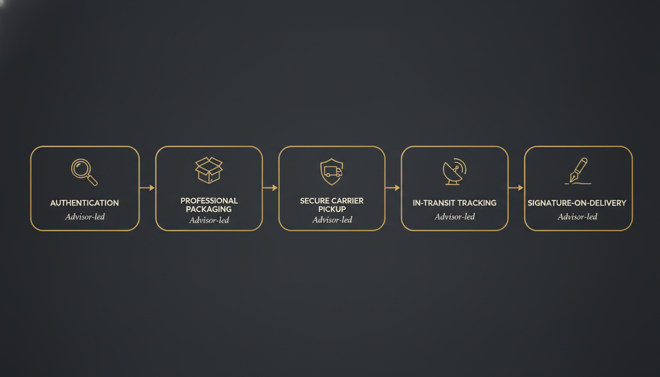 Five-stage horizontal flow diagram showing the concierge handoff process from au