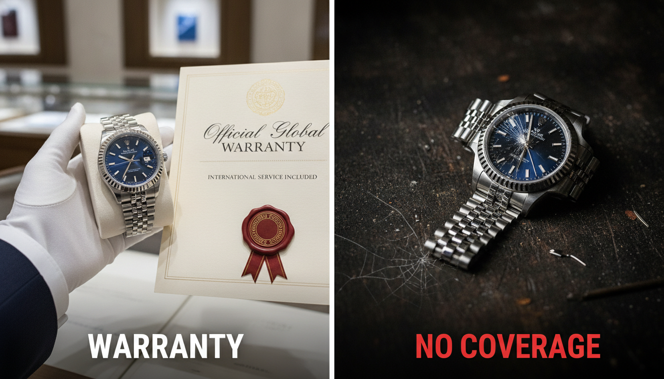 An official warranty versus no coverage on the grey market.