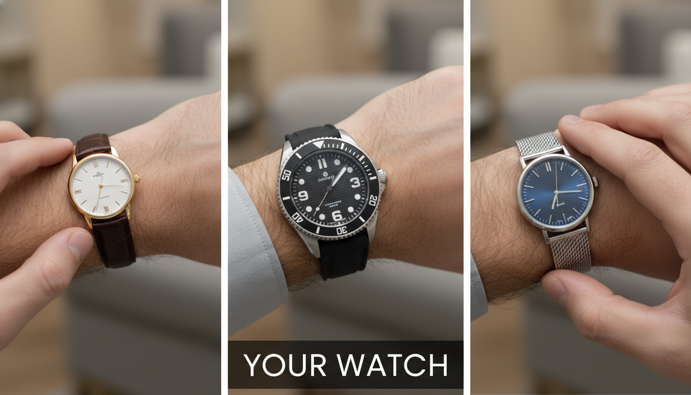 A person trying on different styles of watches to find the right personal fit.