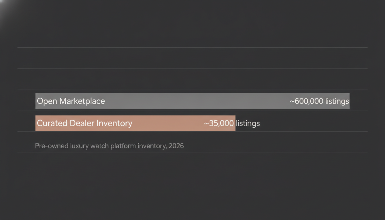 Bar chart comparing open marketplace inventory of roughly 600,000 listings again