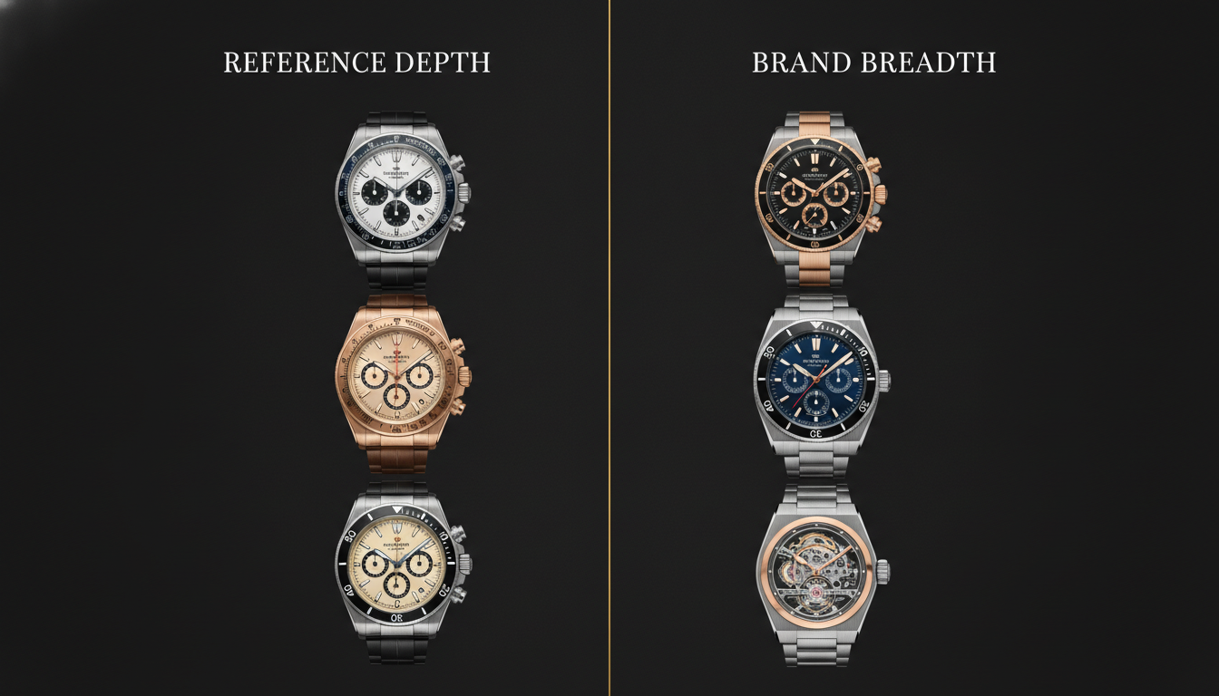 Conceptual comparison showing Reference Depth on the left with five variants of