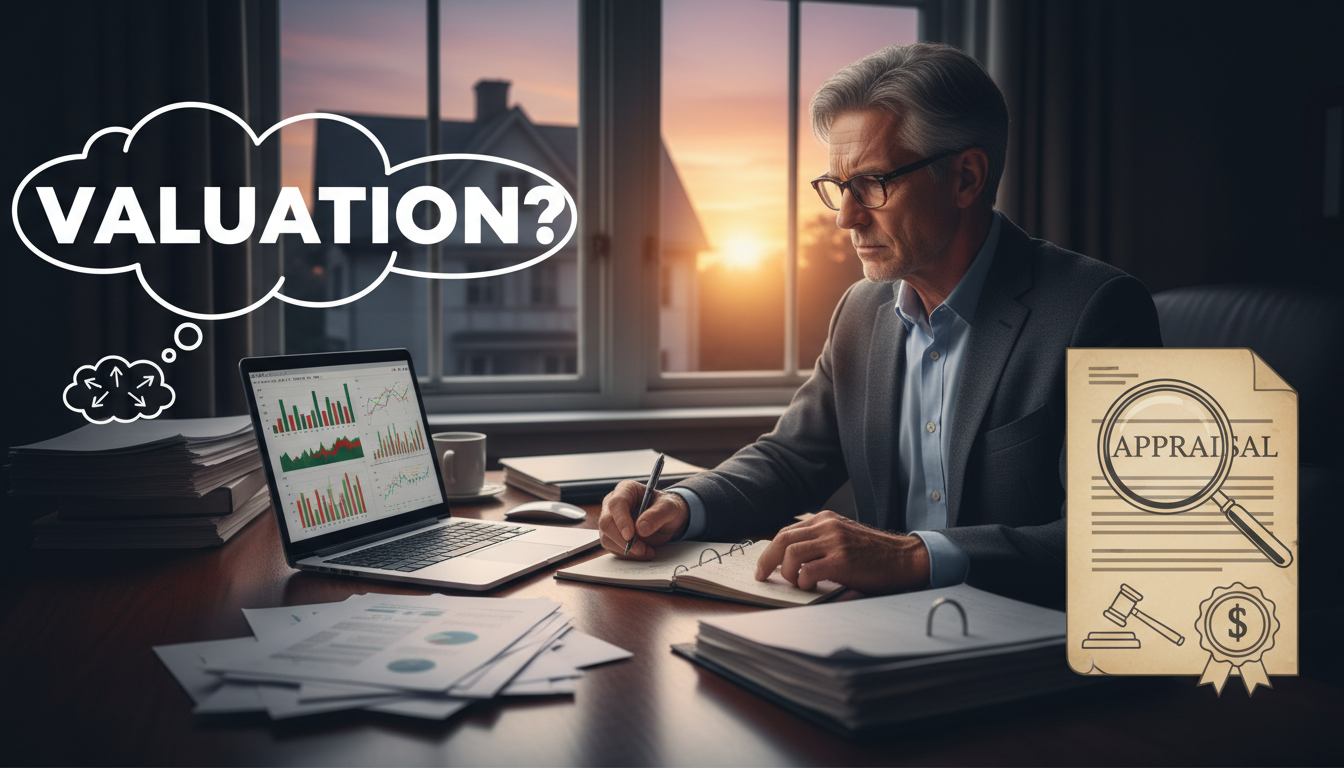 A 55-year-old individual at a desk with financial documents